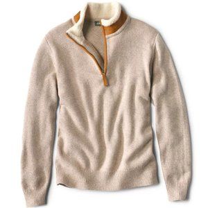 Orvis Stowe Quarter Zip - Shearling Tan Mens Sweater Size Large Shearling
